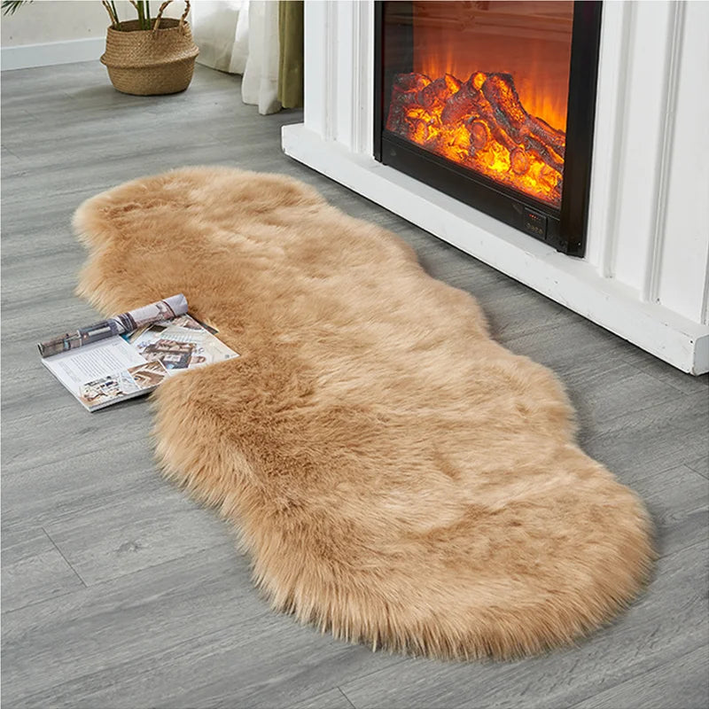 FORSWAN Soft White Faux Fur Area Rugs Kids Living Room Bedroom Shaggy Floor Chair Mat Home Decor Sheepskin Plush Bedside Carpet